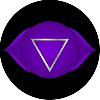 The Third Eye chakra located between the eyebrows, associated with the color indigo and the element of light