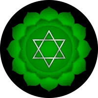 The Heart chakra located in the center of the chest, associated with the color green and the element air