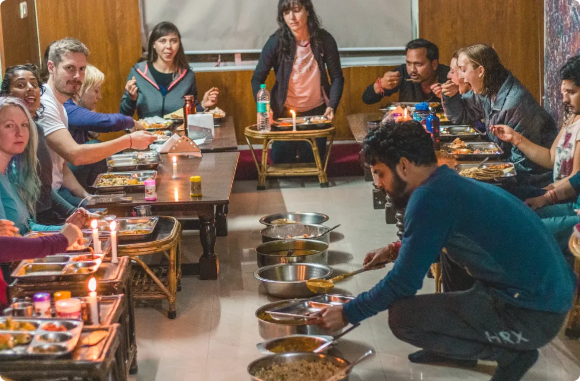 Sattvic vegetarian meals served at Rishikesh Yog Nirvana