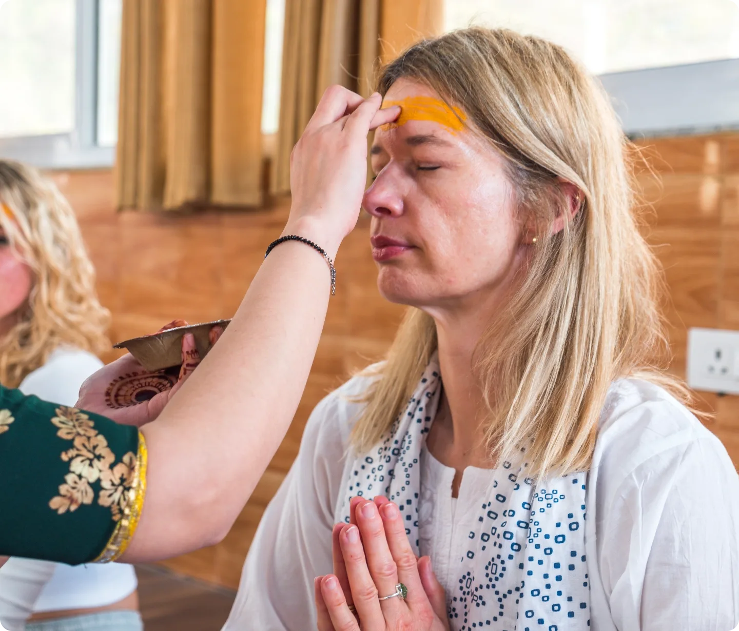 Spiritual ritual during yoga training at Rishikesh Yog Nirvana