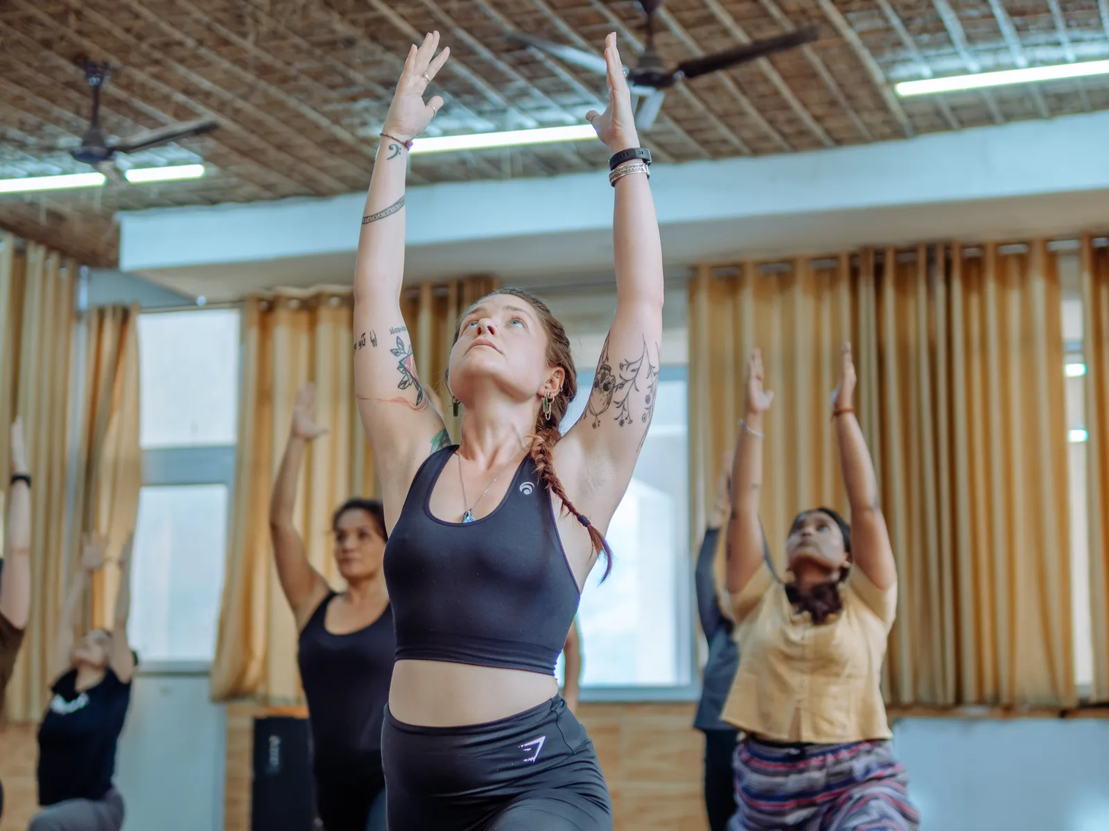 Pranayama and breath awareness training session at Rishikesh Yog Nirvana