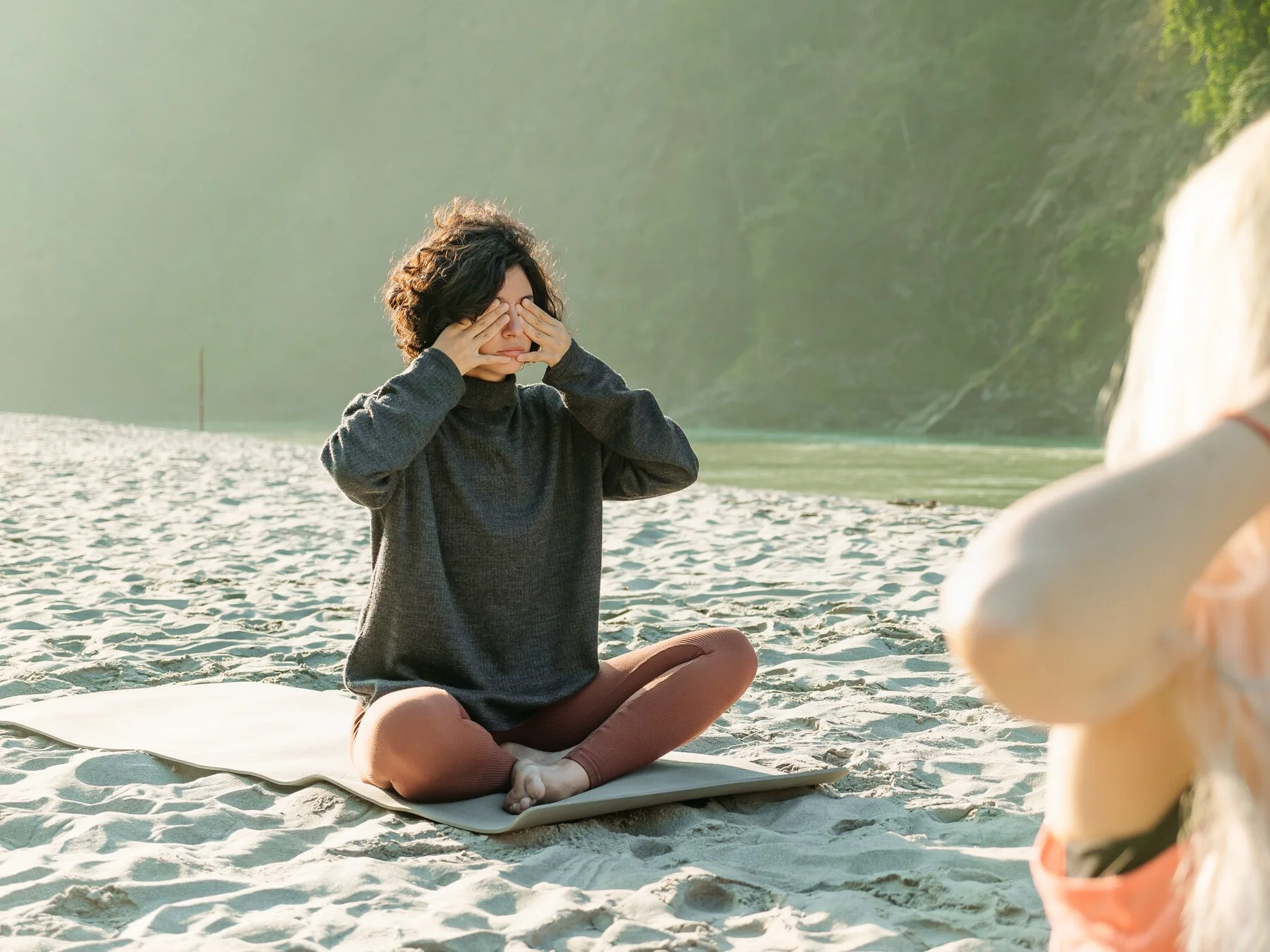 Pranayama and breath awareness session during the 100 hour YTT at Rishikesh Yog Nirvana