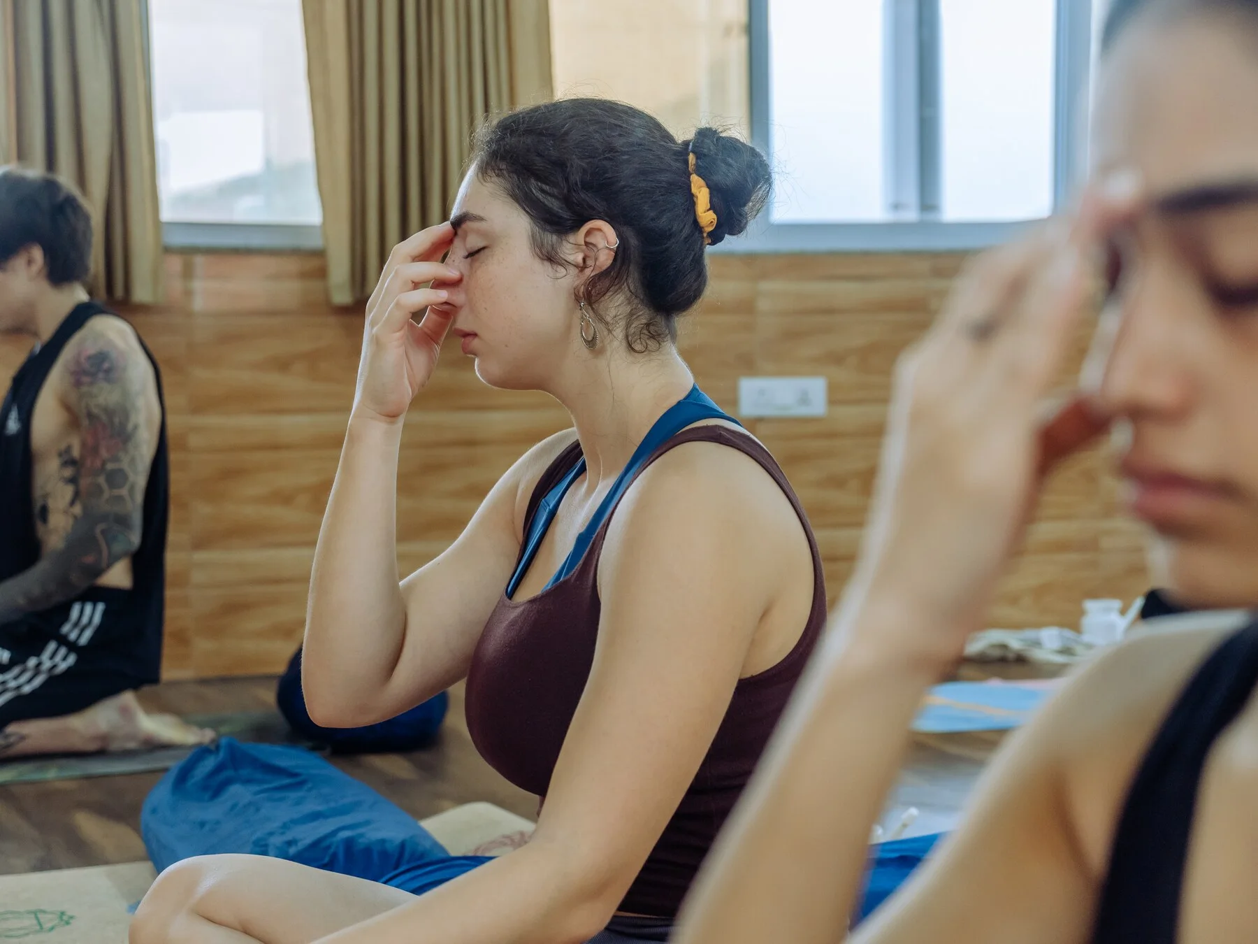 Pranayama and breathwork session at Rishikesh Yog Nirvana, Rishikesh