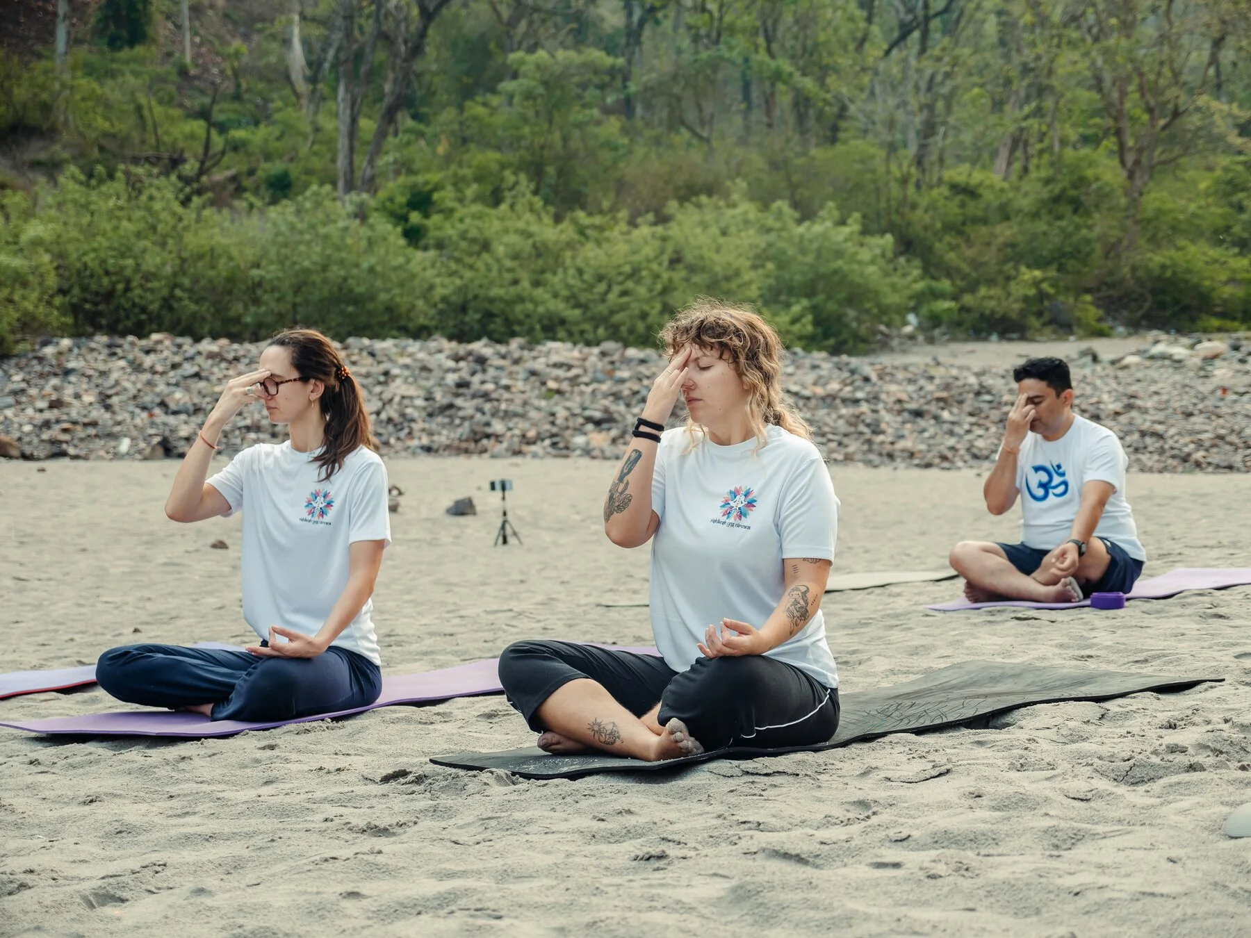Pranayama and breathwork session during 200 hour YTT at Rishikesh Yog Nirvana, Tapovan
