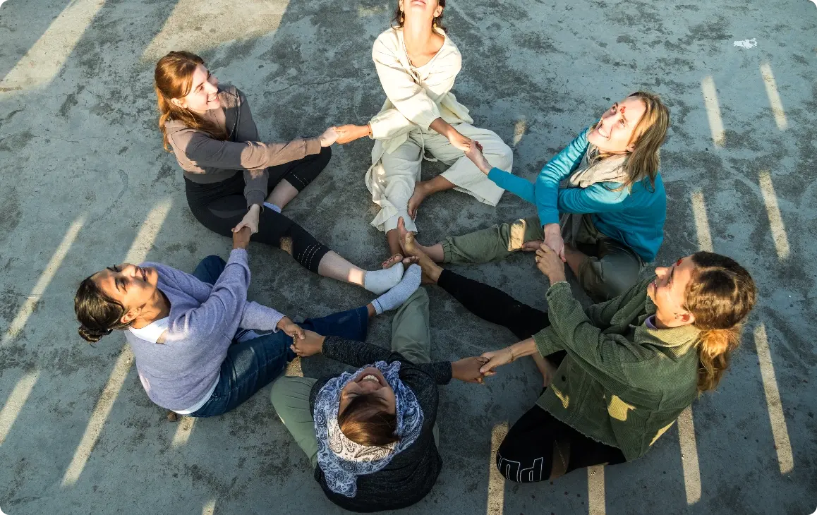 Group prenatal yoga practice at Rishikesh Yog Nirvana