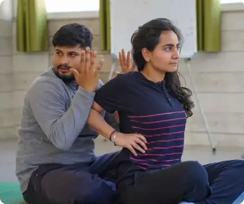 Group Yin yoga practice session at Rishikesh Yog Nirvana